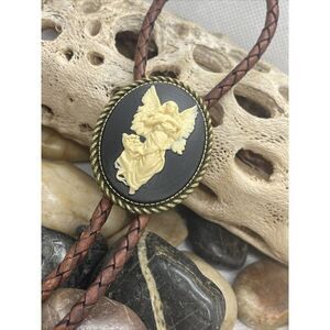 ANGEL Cameo Church Bolo Tie Lariat Wedding Dad Son Husband gift birthday Bronze